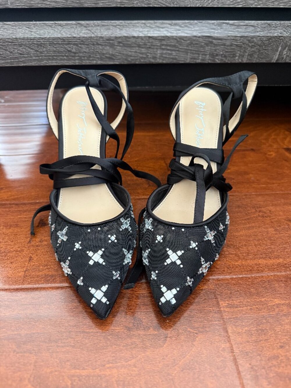 Betsy Johnson Black Jeweled Heels